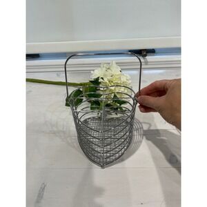 Heart Shaped‎ Silver Wire Utensil makeup Holder Caddy Organizer